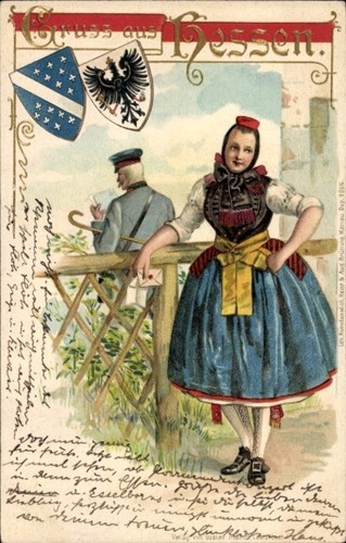 Präge wappen litho gruß aus - wappen,
