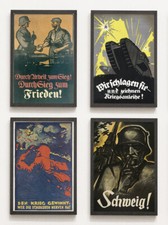 Set: 4 Poster 1. Weltkrieg Motivation Deutsches Reich Spione Plakat Militaria