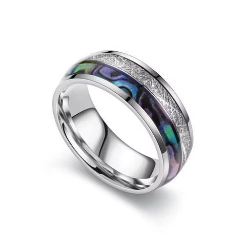 Edelstahl ring silber braun - silber,