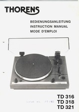 Original Bedienungsanleitung THORENS TD 318  TD 321  TD 316 guter Zustand