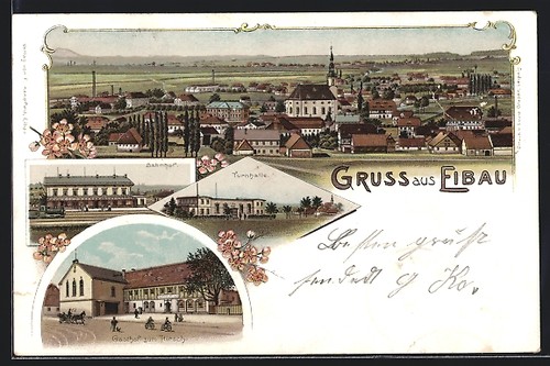 Lithographie eibau turnhalle - lithographie, eibau,