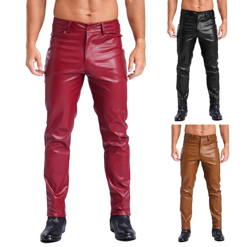 Herren kunstleder hose lang - herren,