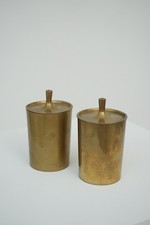 2 St. Messingdosen Becher Deckeldose 50er 60er handarbeit Mid Century Bauhaus