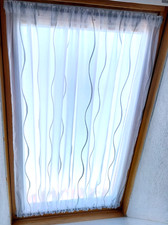 Spanngardinen Dachfenster B 100cm x 98cm Gardine  Weiß Grau Scheibengardinen