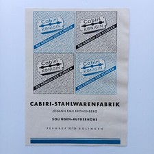 1943 Cabiri Stahlwarenfabrik Kronberg Klingen Solingen Werbung Reklame