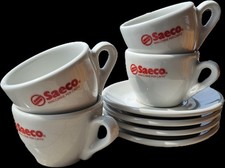 4 SAECO Cappuccino Tassen mit Unterteller. Top.