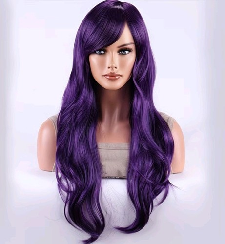 Violette perücke langhaarige - violette,