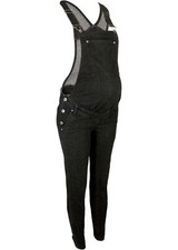 Neu Latzhose Gr. 38 Schwarz Denim Damen Umstands-Latzhose Jeans Freizeit-Pants