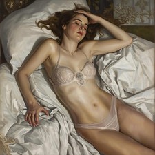 Akt Schlafzimmer weiblich Malerei Gemälde Öl Bild Zeichnung Dame Frau Kunstdruck