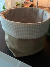 Stoff Aufbewahrungsbox, beige/kariert, gebraucht