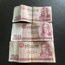 Original! 3x 50,- Mark DDR