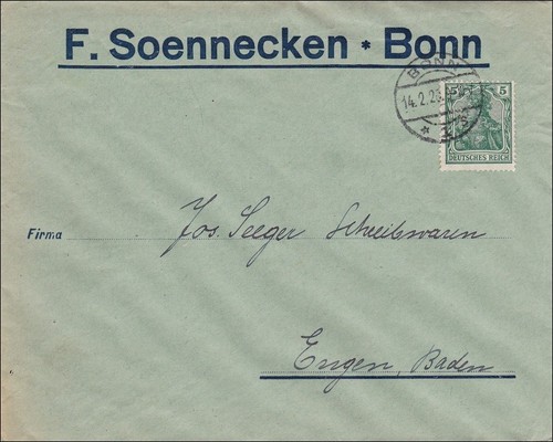 Perfin brief aus bonn - perfin:,