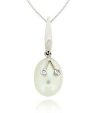 14K Weiss Gold Perle Anhänger