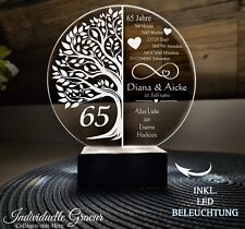 ❤ Gravur Aufsteller 65 Jahre Eiserne Hochzeit Hochzeitstag Geschenk Gravur LED ❤