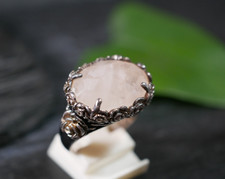 Wunderbarer 924 Sterling Silber Ring Email Schwarz Rosen Rosenquarz David Sigal