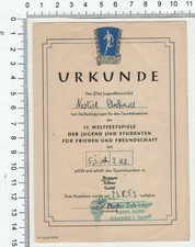 DDR Urkunde, 4. Weltfestspiele