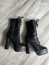 ELECTRA-1020 Pleaser High-Heels Plateaustiefeletten mit Schnürung schwarz