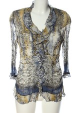 COSIMA Transparenz-Bluse Damen Bluse Gr. DE 38 wollweiß-blau-blassgelb Elegant