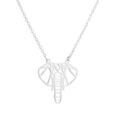 Origami Tier Anhänger Elefant Kopf Halskette Damen Edelstahl Schmuck Gold 45cm