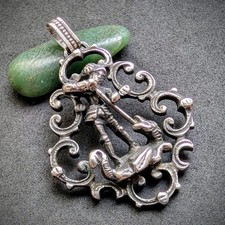 Anhänger 800 Silber Tracht Heiliger Georg der Drachentöter BAS alt