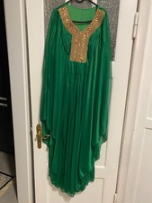 Dubai Abaya - Hijab Kleid Damen - Grün - Einheitsgröße von XS - 3XL - Bodenlang