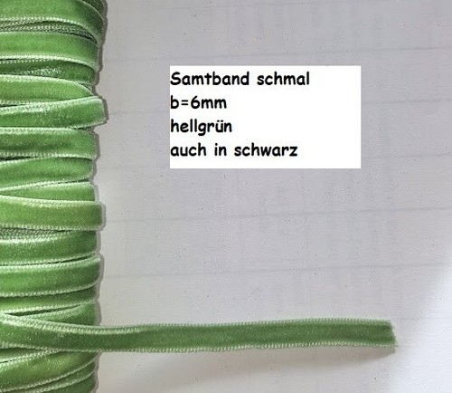 Samtband schmal 6mm - , hellgrün