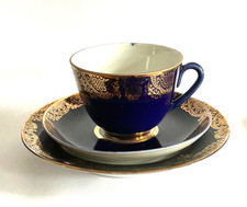 Lomonosov Porzellan Kobalt Tee Tasse Gedeck 3 Teile UdSSR St. Petersburg