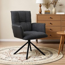 Leinen Drehstuhl Bürostuhl Esszimmerstuhl Küchenstuhl Lesesessel mit Armlehnen