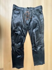 Pantera Echleder-Hose schwarz mit Eingriff -schnürung W33