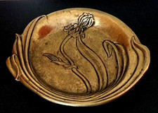 Alte Messing Schale Opferschale florales Design handgefertigt Unikat Vintage