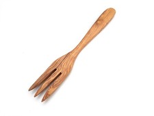 Serviergabel mit 3 Zacken 30 cm flach, Holzgabel, handgefertigt aus Olivenholz