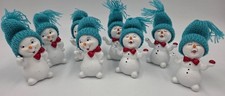 8 Stück Schneemann Figur türkis Mütze 7cm Weihnachten Deko Dekofigur Winterdeko