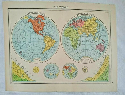 Vintage weltkarte halbkugeln - vintage,