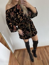 ♥️Vintage Zara Basic Samt Kleid Blumen Kimono mit Gürtel Velours