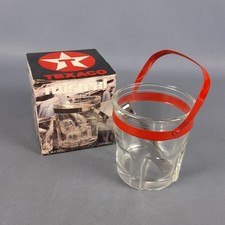 Texaco Eiskübel Glas Roter Griff Metall Mit Zange Vintage 80er Jahre