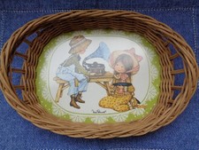 MISS PETTICOAT Vintage Tablett Sammler Puppen Kinderzimmer Italien Rattan 80er#6