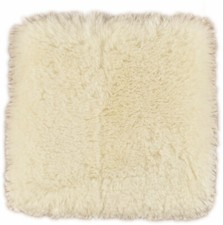 LAMMFELL PAD SITZ AUFLAGE CREME WEISS STUHLKISSEN KURZWOLLIG BRITISCH 37 x 37 cm