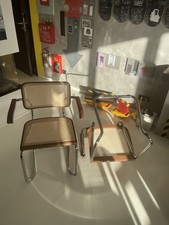Thonet Vintage 2 Stuehle mit Korbgeflecht Armlehn Braun, hochwertiges Plagiat !!