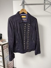 Nina Nappa Leder Jacke Lila mit abnehmbarem Fell am Kragen Wie Neu