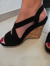 Sexy Keilschuhe Wedges Damen Schuhe Schwarz Kork Gr. 39 Gebraucht No High Heels 