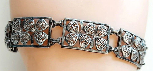 Silber armband blattdekor - silber,