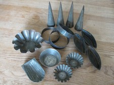 15 alte Backformen,Donut,Tortenringe,Schiffchen, Tannenzapfen,Spritztüllen Minis