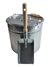 Ascheeimer Kohleeimer Mülleimer 15l  m.D.+Schaufel m.Holzgr.