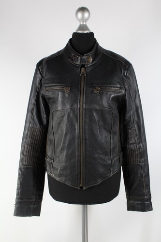 Damen lederjacke schwarz l - schwarz, gr.l
