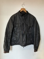 Barbour Oil Drywax Wax Waterproof Rain Country Black Biker Jacket Size Large