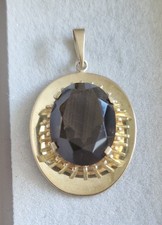 Großer Anhänger mit Rauchquarz 333er Gelbgold 9KT Kettenanhänger