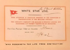 Belfast Titanic White Star Line unbenutztes Ticket 1912