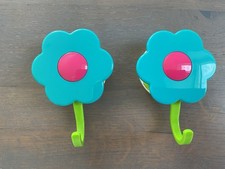 Kochblume Haken, 2 Stück, türkis/pink, mit Saugnapf