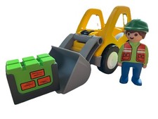 Playmobil 123 Bagger Radlader Baustelle Bauarbeiter 6775