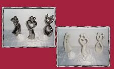 Hochzeit Tisch Dekoration Skulptur Tortendeko Liebe Paar Figur Weiß/Silber Herz 